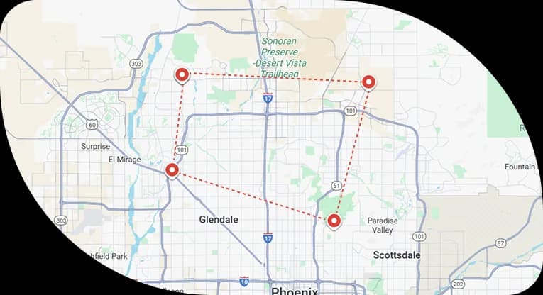 Desert Rose Pool Care service area map North Phoenix and Glendale